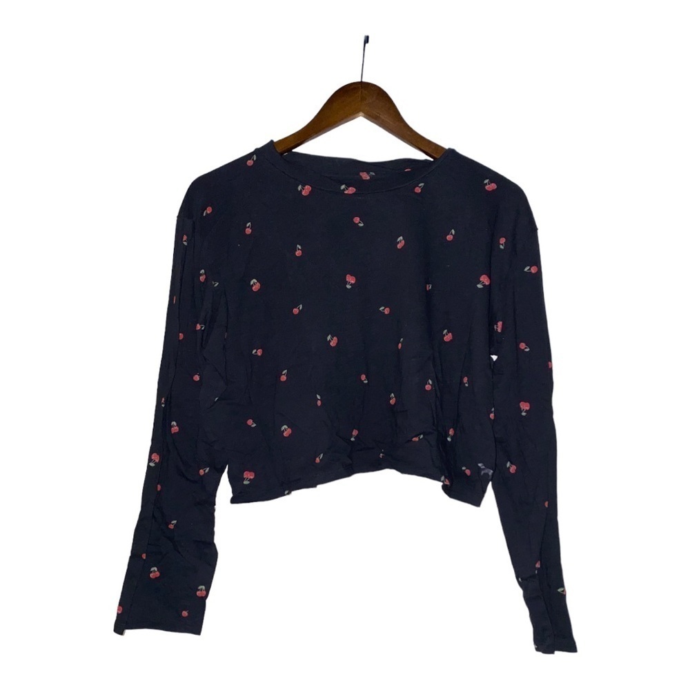 Pink Victoria Secret Women Cherry Cropped Casual Pullover Long Sleeve Top L